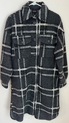 Vero Moda Chrissie Long Check Shirt Jacket WOMENS SIZE XS XSMALL GRAY NEW