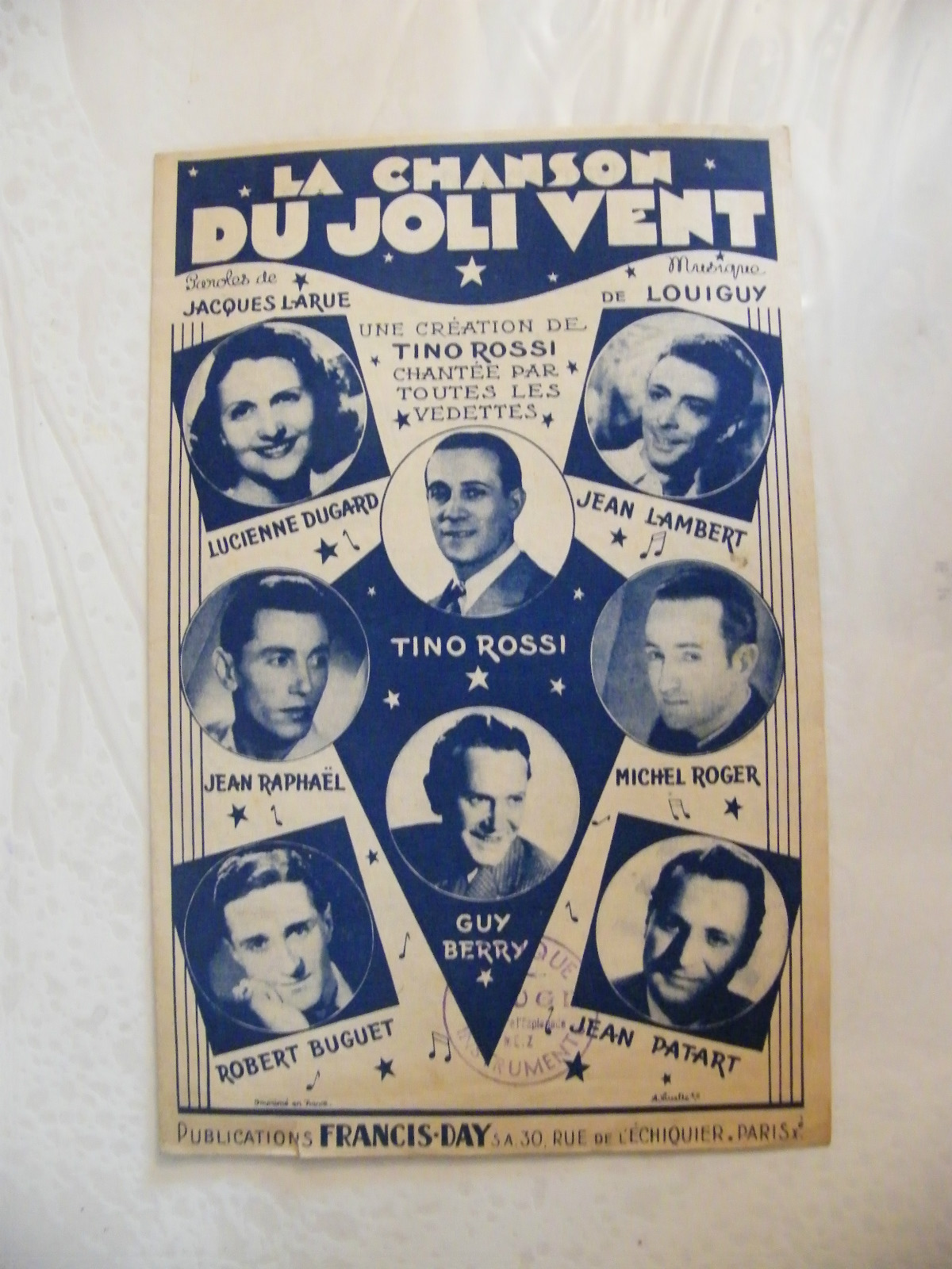 Partition La Chanson Du Joli Vent Tino Rossi Dugard Lambert Raphael Roger Buguet