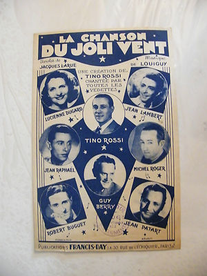Partitur Die Chanson Du Joli Vent Tino Rossi Dugard Lambert Raphael Roger Buguet