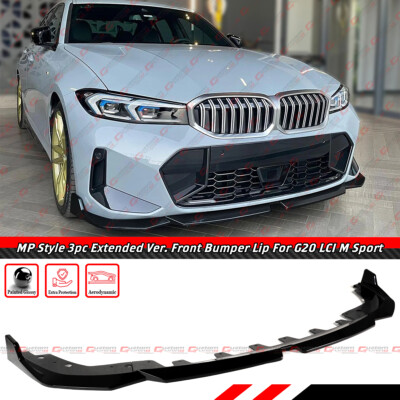 For 2023-26 BMW 330i G20 LCI Performance Style 3pc Gloss Black Front Bumper Lip