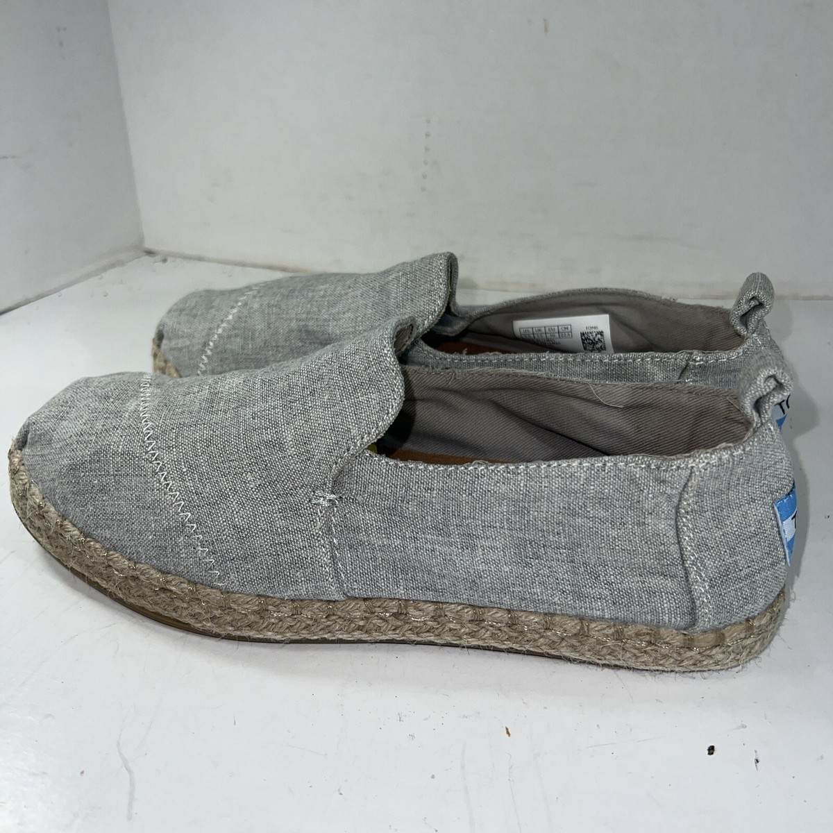 TOMS Womens Deconstructed Alpargata Drizzle Grey Slub Chambray Sz