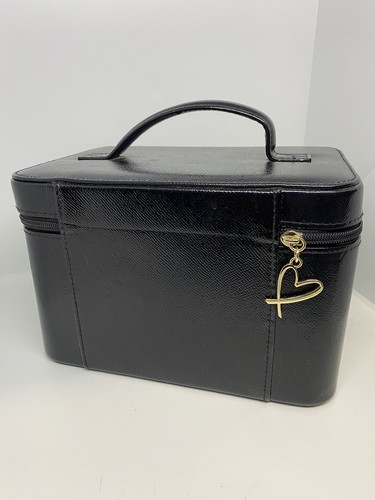Victoria’s Secret Black Runway Patch City Getaway Glam Bag Makeup Train Case - Picture 3 of 10