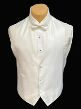 Men's Prism White Tuxedo Vest and Tie with Herringbone Pattern Free Shipping