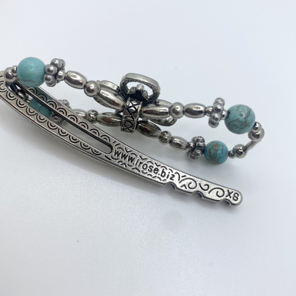 TRANQUILITY XS Lilla Rose Flexi 8 Hair Clip 2461 Teal Cross Silver LEFT