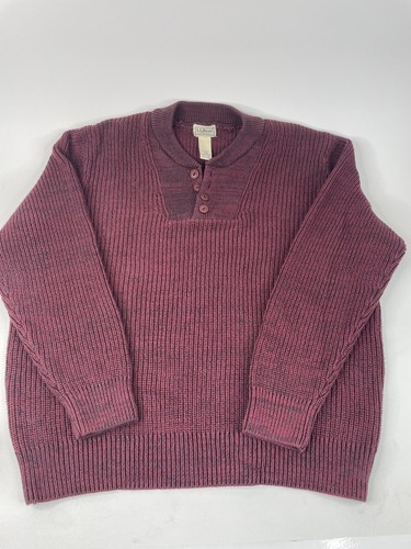 LL Bean Cable Knit Henley Sweater Long 