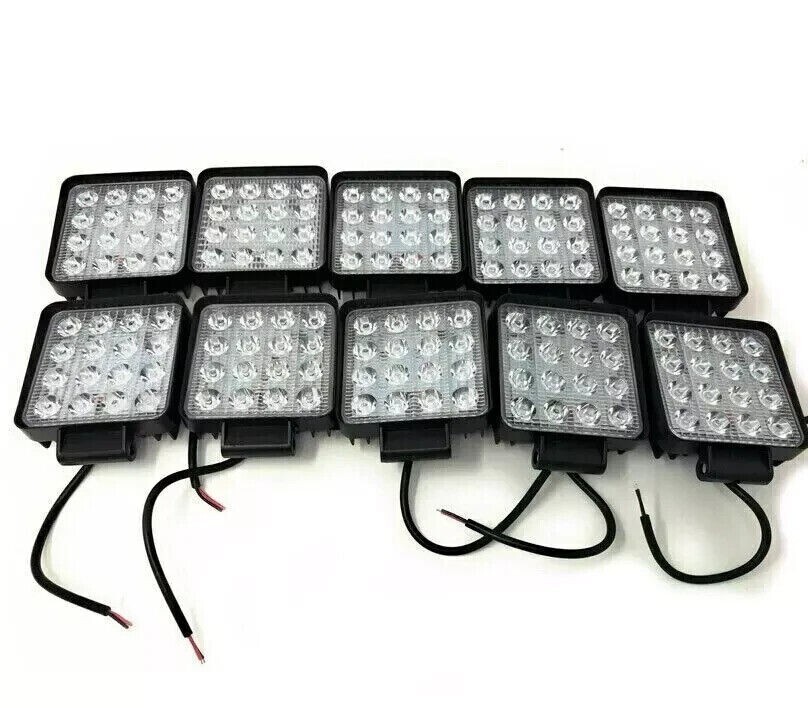 Kit 10 Faretti LED 48W Lavoro 12V-24V Luce Bianca 6000K Professionale