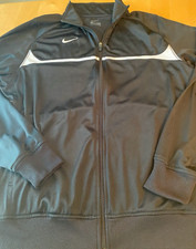 NIKE TRACK JACKET MENS SZ L EMBROIDERED CHECK SWOOSH BLACK WHITE FULL ZIP