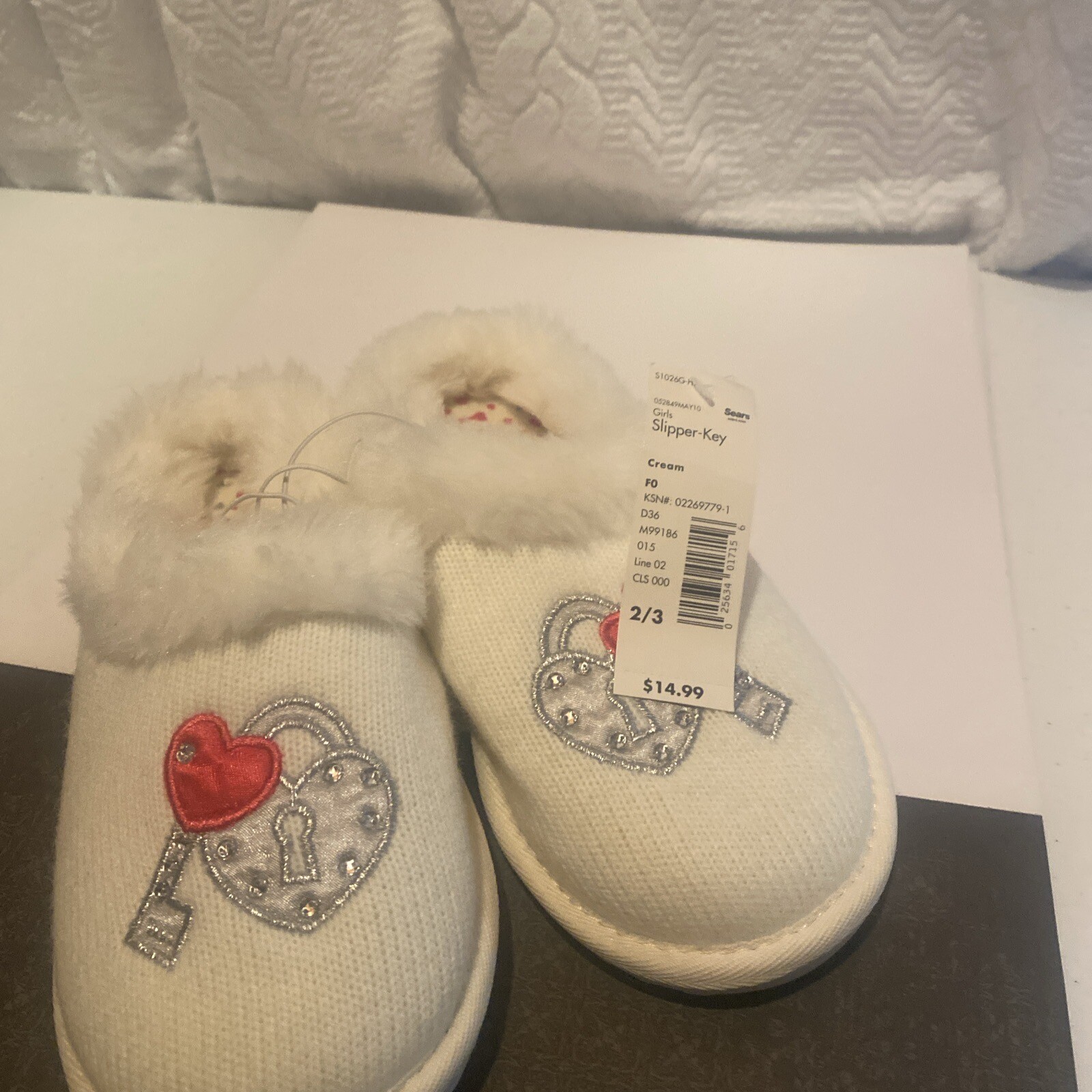 SAOLA Pantofola foderata in pelliccia cuore e chiave per bambina taglia grande 2 3 suola antiscivolo per esterni