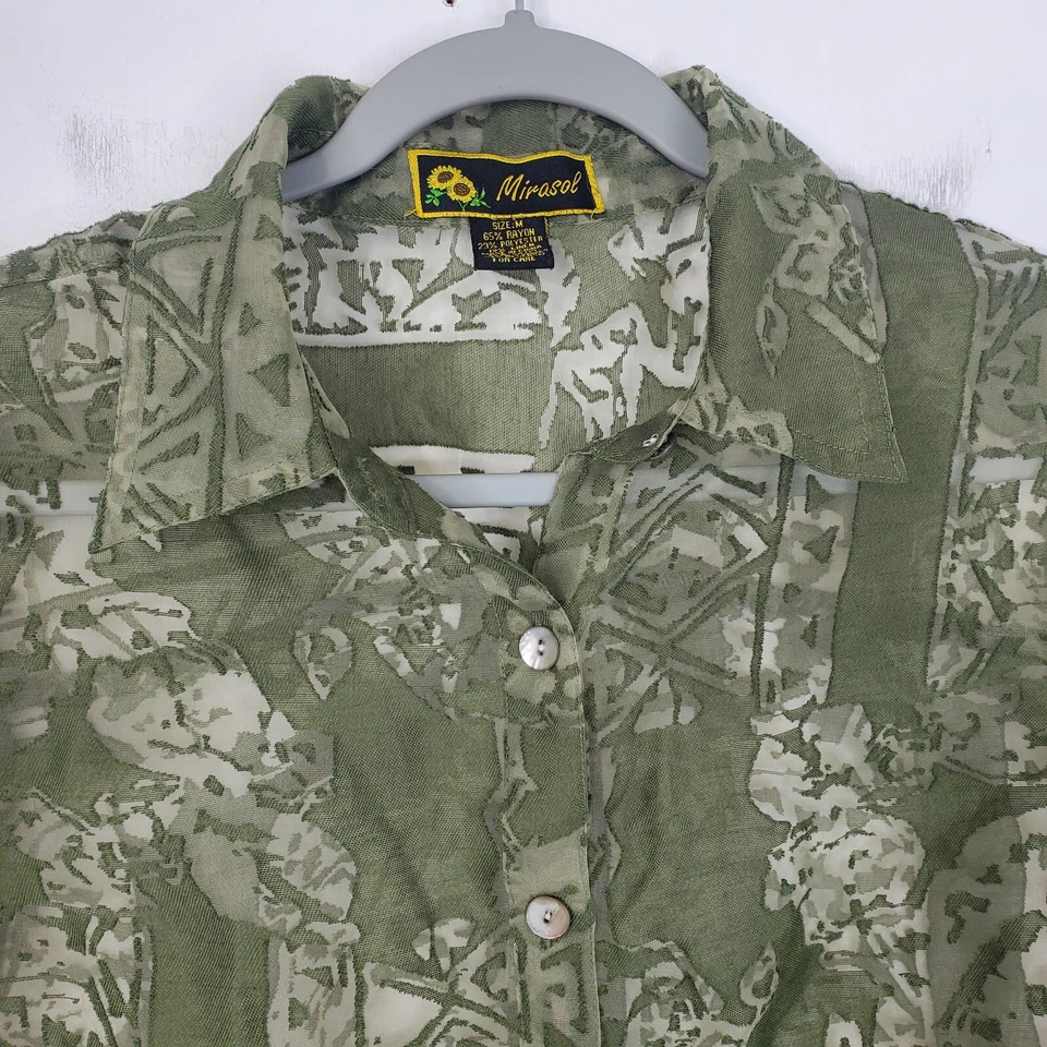 Top Mirasol para mujer M abotonado natural transparente ligero Goblincore terroso Foto 2 de 4