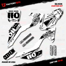 Black & White Crf110 Slick Racing Graphics kit fits Honda 2013-2018 decal 13-18
