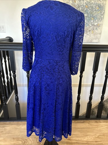 Studio One Women 3/4 Sleeve Crochet Dress Style 73363JP Royal Blue Sz4 NWT $74 - Picture 4 of 11