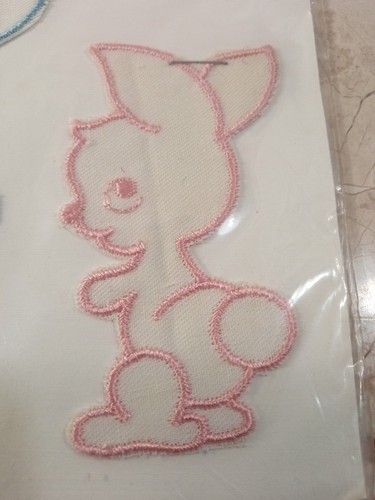 2 BUNNY RABBITs Embroidered Iron-on Appliques 3.25" Schiffli Baby Pink Blue Whit - Picture 3 of 6