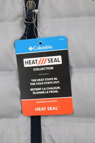 Columbia Mens Heritage Peak Down Jacket Gray Navy Sz S M L 650FP Elastic Cuff - Picture 11 of 16