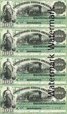 T3 1861 $100 Montgomery Issue PF-3 Cr 3 Confederate Currency Sheet REPRODUCTION