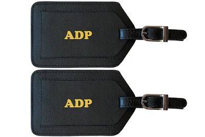 123 CHEAP CHECKS Monogrammed Leather Luggage Tags - 2 Pack - Personalized, Custom Made