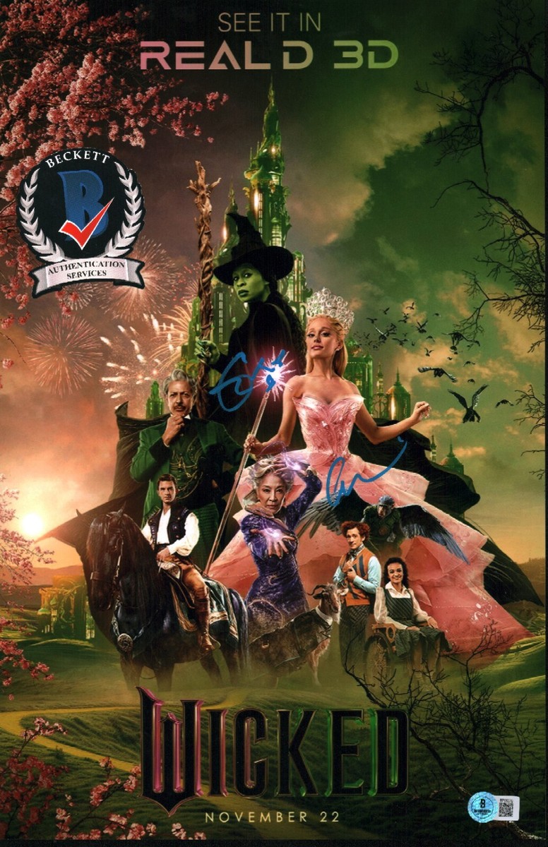 ARIANA GRANDE CYNTHIA ERIVO SIGNED WICKED GLINDA ELPHABA 11X17