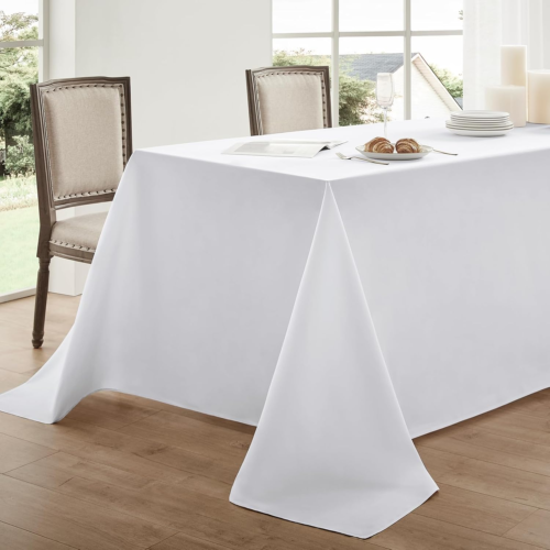 Rectangular Tablecloth 60X84 Inch - White Table Cloths Stain Resistant Decorativ - Picture 8 of 12