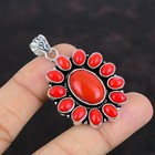Italian Red Coral 925 Sterling Silver Handmade Pendant For Christmas Gifts