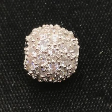 Vintage  Silver Tone  Pave CZ   Ball Design   Slide  Pendant