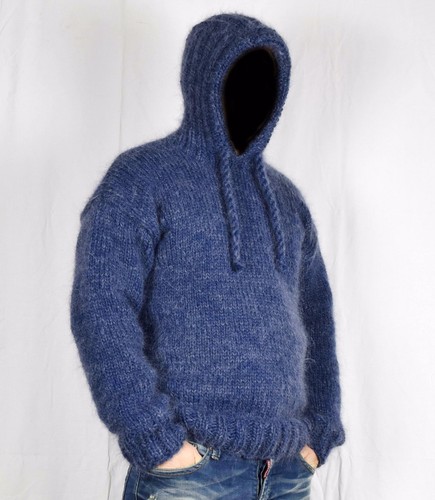 Hand Knit WOOL Mohair Pullover Men 