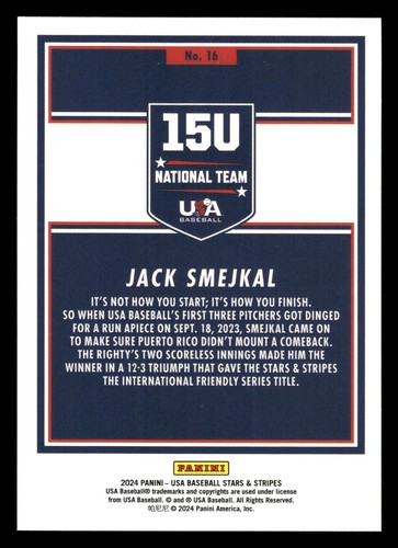 2024 Panini Stars & Stripes JACK SMEJKAL #16 - Picture 2 of 2