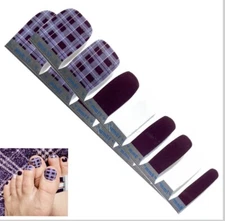 Jaysea Arts Pedicure Nail Wraps Color Plum Purple Plaid Street Polish Art - B4G1