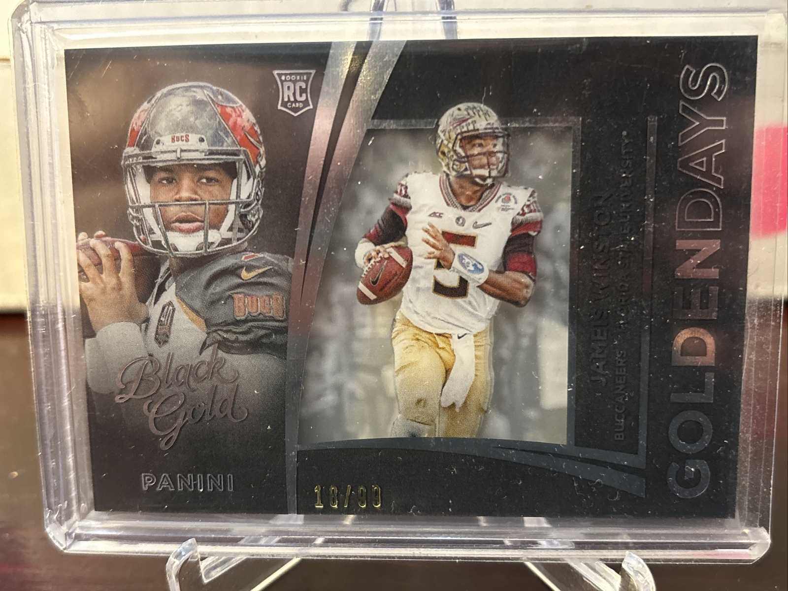 Jameis Winston Panini Black Gold Golden Days #GDA16 White Gold Foil
