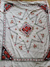 Handmade Embroidered Table Cloth With Floral Design 56x46 Estate Piece