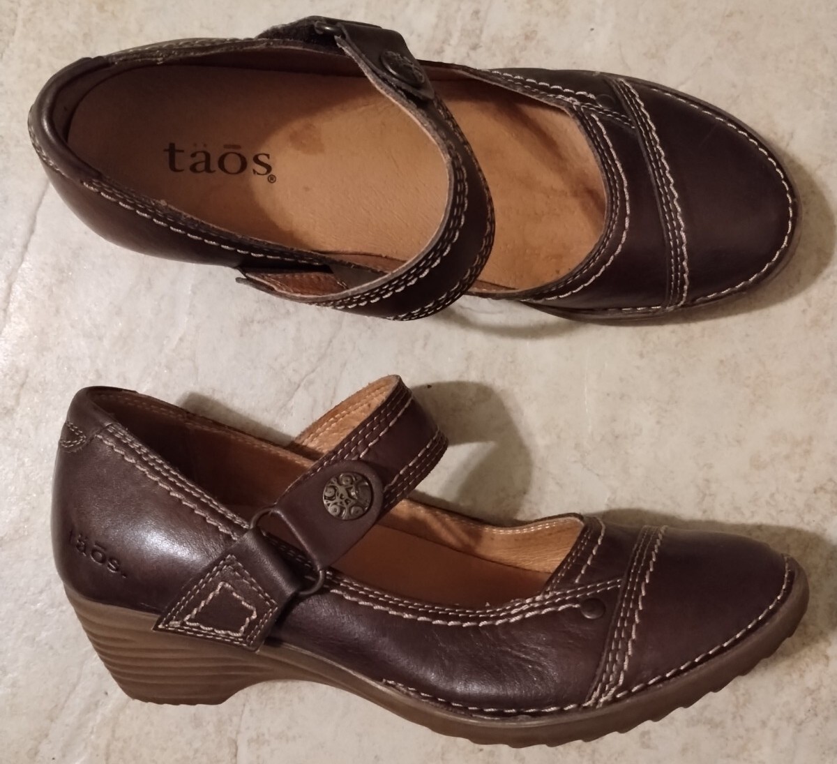 TAOS Women's Brown Leather Mary Jane Shoes EUR 37 USA… Gem