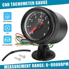 Universal 2" 52mm Digital LED Electronic Car Tachometer Gauge Meter 0-8000 RPM