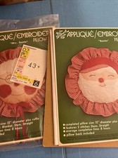 vtg Hazel Pearson Mr Mrs Santa Claus Clause Embroidery Pillow KITS 12 inches KIT