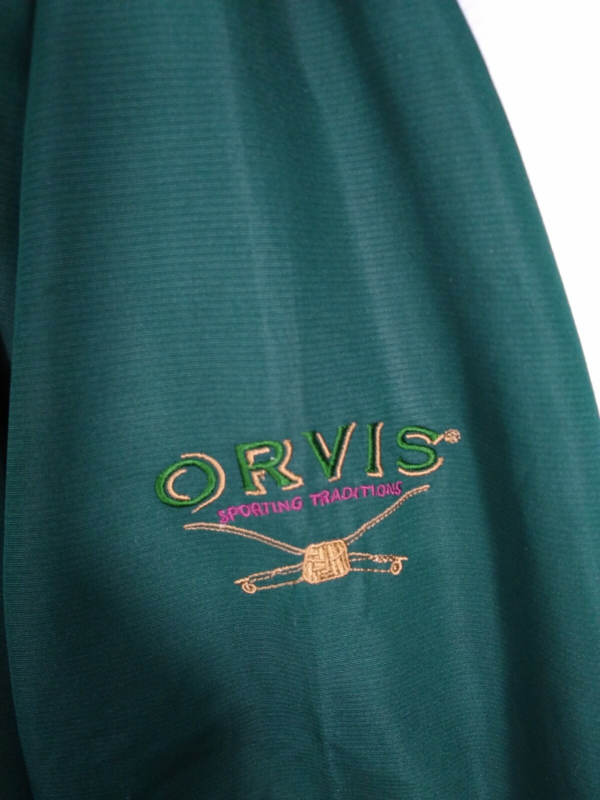 Orvis Green Pull Over 1/4 Zip Front Unisex Jacket Size Large image 3