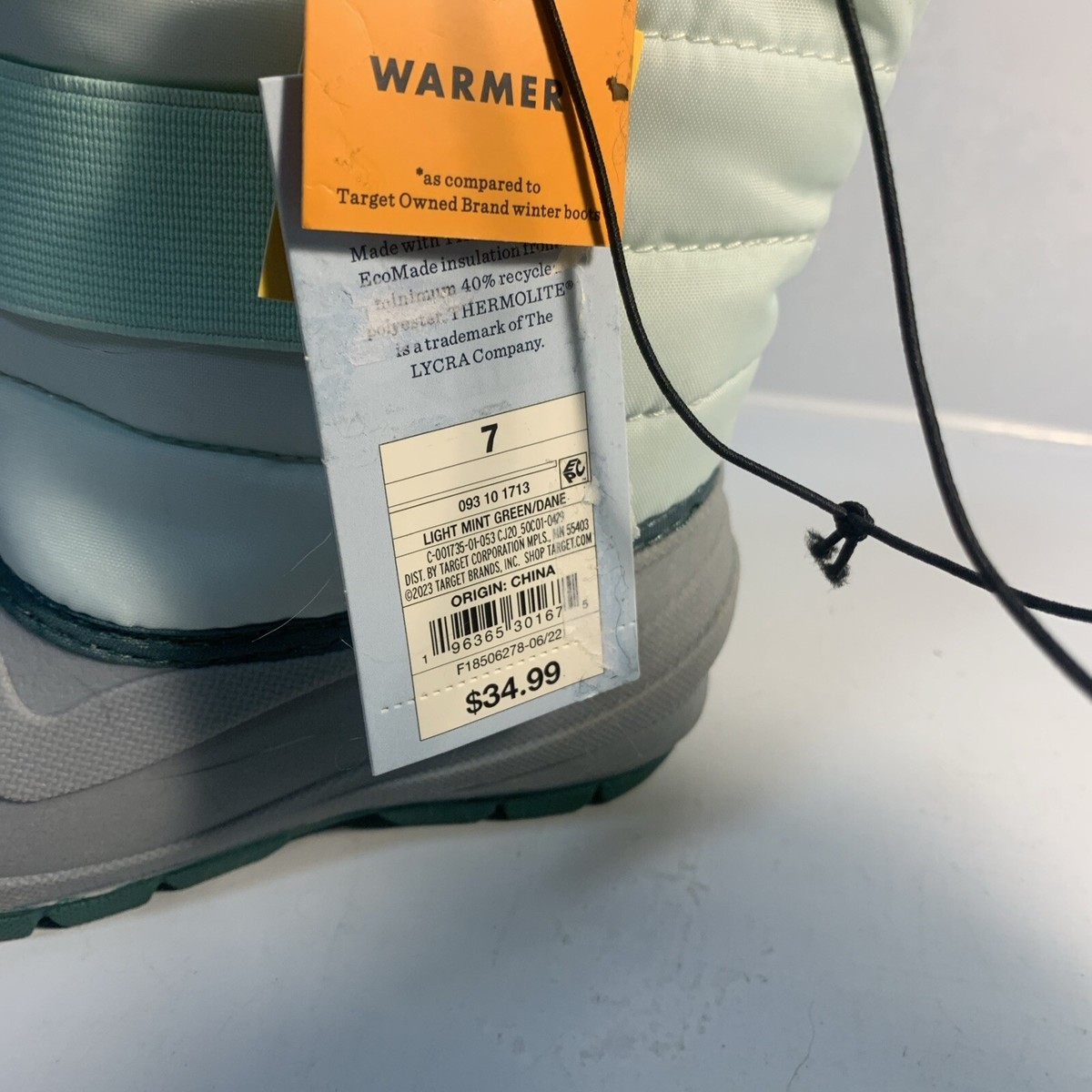 NEW with Tags Toddler Denver Winter Boots - Cat & Jack Mint Green