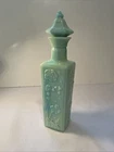 Vintage 1972 Jim Beam Jade And Mint Milk Glass Decanters Floral Pagoda Bottle