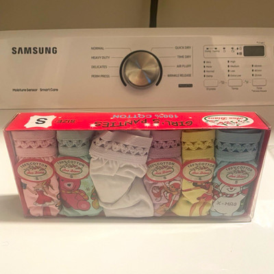 Ann Diane Girls Cotton Brief Underwear 6-Pack S Multicolor Christmas Print