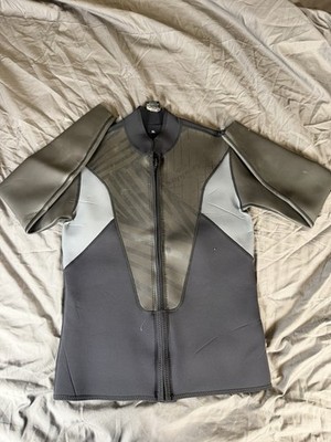 Sippery Men's XL Full Zip Wetsuit Top Jacket Long Sleeve Black Gray