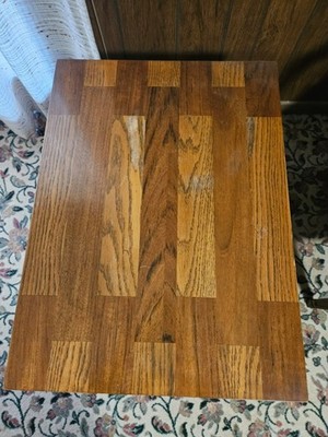 Mid Century Lane Brutalist Super Heavy Solid Oak End Side Table