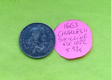 1663 Silver SHILLING Coin CHARLES II  (1660 - 1685) 5.93grams ESC1022
