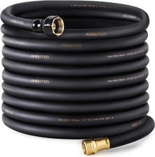 Garden Hose 5/8"x 100ft Brass Rubber Heavy Duty Water Hose 600 PSI Black  Solid
