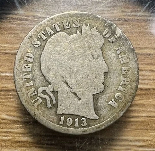 1913-P Barber Dime - Actual Coin Shown - Free Shipping & Tracking INV#298