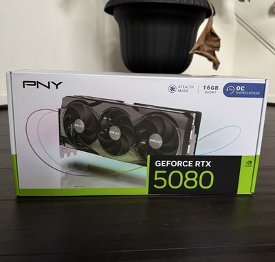PNY GeForce RTX 5080 16GB GDDR7 Overclocked Triple Fan Graphics Card - IN HAND