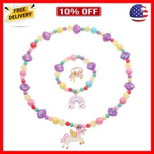 Gilrs Flower Unicorn Stretch Necklace Little Girl Toddler Necklace Bracelet S...