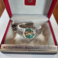 L58 FANTASTIC 1967 BULOVA SPACEVIEW ACCUTRON BOX TAG BRACELET RUNS A+ AWESOME!