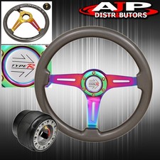 6-bolt Steering Wheel Gunmetal Type R Horn Button Adapter For 86-89 Integra