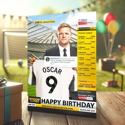 PAPER HEART DESIGNS Newcastle United Birthday Card - Personalised With Any Name & Age (0003)