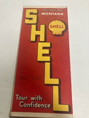 1930'S MONTANA SHELL OIL  ROAD/ HIGHWAY MAP 24''X18'' RARE