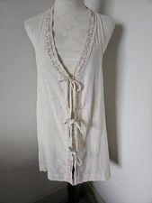 urban outfitters halter bohemian cream top tie front trim size small. NWOT