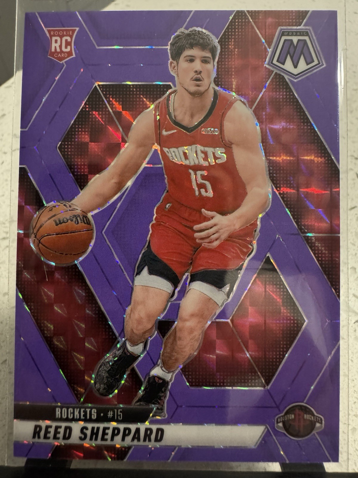 2024-25 Panini Mosaic - Rookies Reed Sheppard #249 Fluorescent Purple Mosaic...