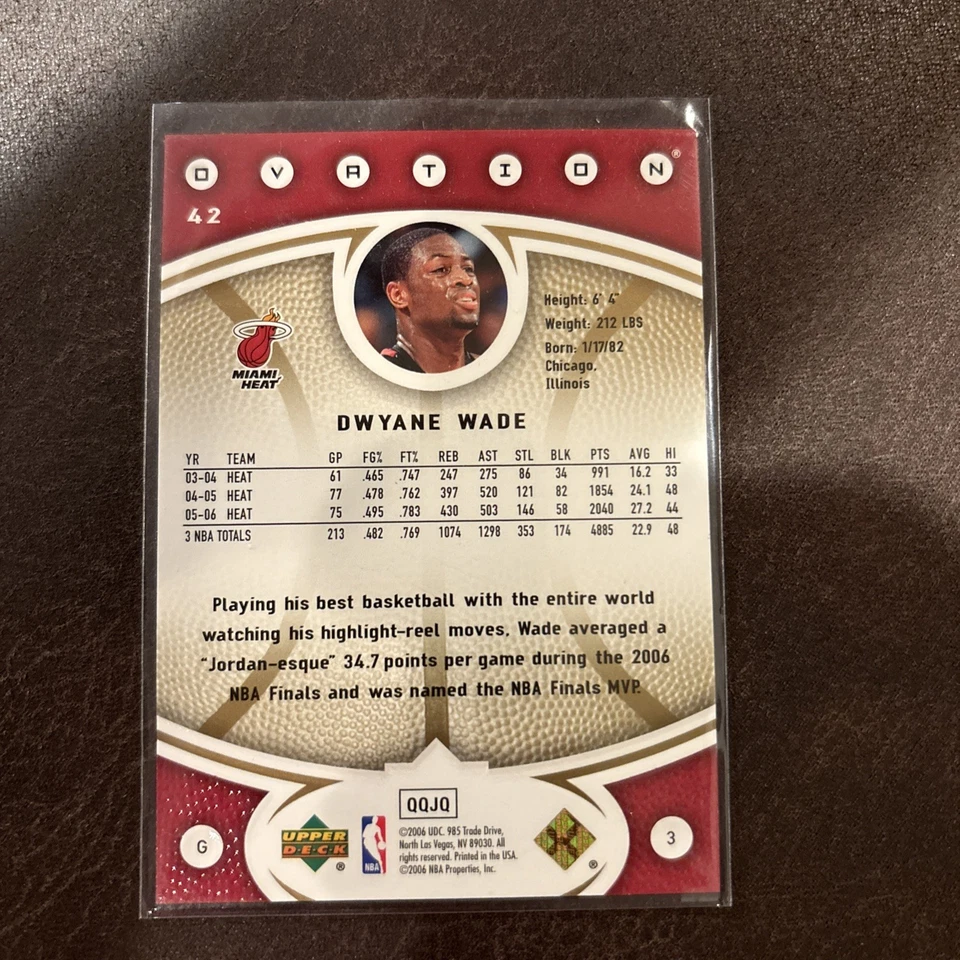 DWYANE WADE 2006-07 UPPER DECK OVATION GOLD /99 #42 HEAT HOFer - Image 2 of 2