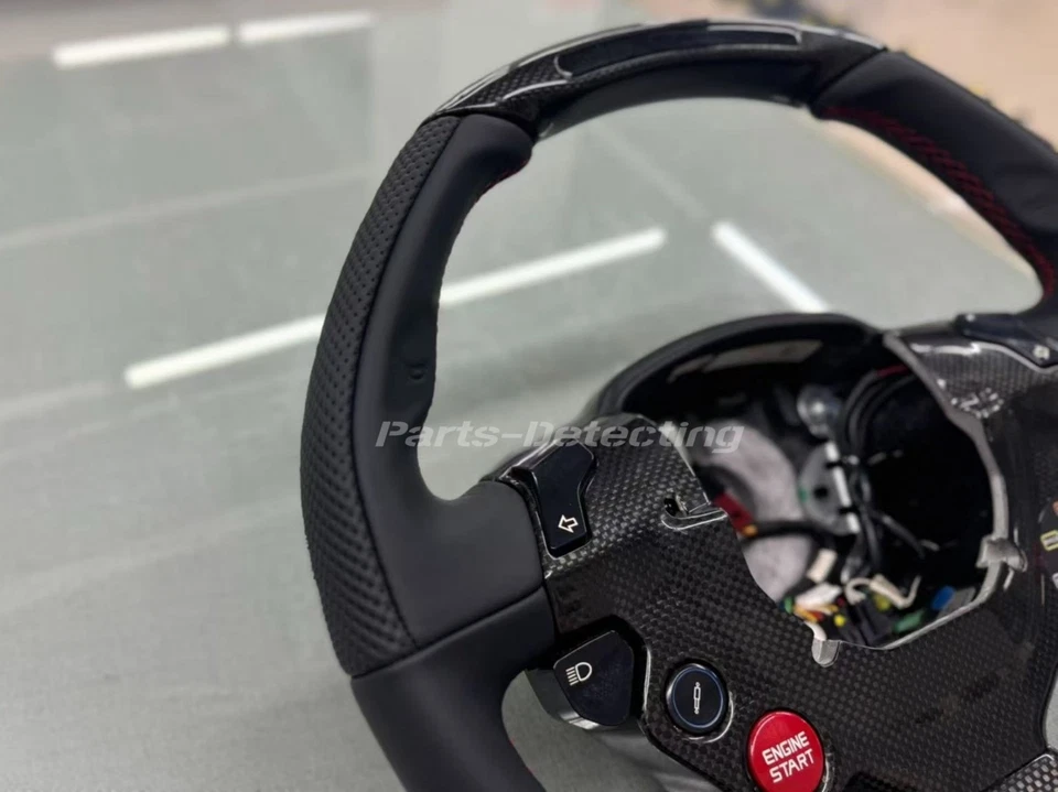 Volante de cuero carbono negro con cambio para Ferrari 488 2016-2020 Foto 2 de 4